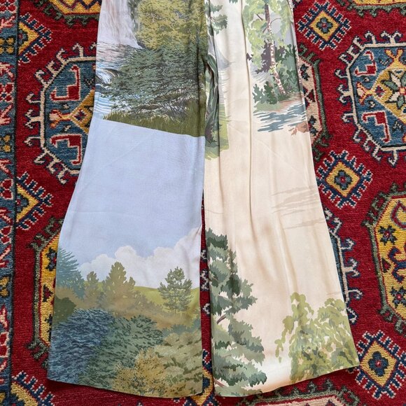 Stella McCartney Landscape Print Wide Leg Pants EUC Silky High Rise River Forest - Picture 6 of 6